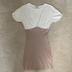 Zara White and Tan Dress